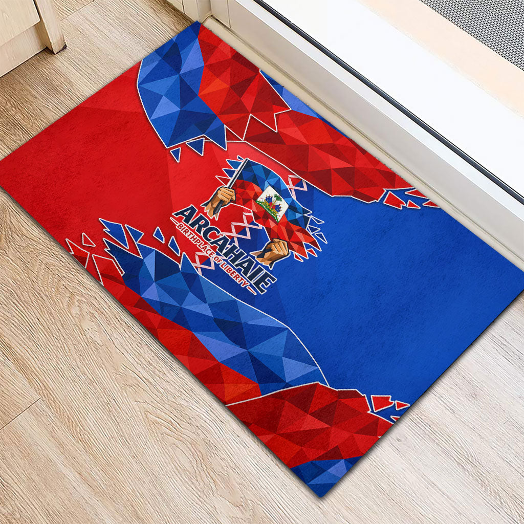 Haiti Flag Day Arcahaie 1803 Rubber Doormat Geometric Low Poly Flag Art - Birthplace Of Liberty Graphic