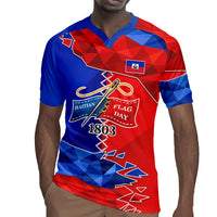 Haiti Flag Day Arcahaie 1803 Rugby Jersey Geometric Low Poly Flag Art - Birthplace Of Liberty Graphic