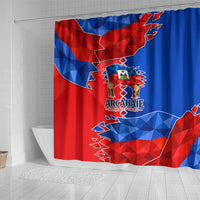 Haiti Flag Day Arcahaie 1803 Shower Curtain Geometric Low Poly Flag Art - Birthplace Of Liberty Graphic
