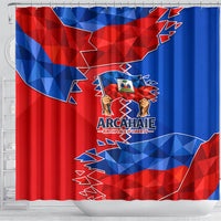 Haiti Flag Day Arcahaie 1803 Shower Curtain Geometric Low Poly Flag Art - Birthplace Of Liberty Graphic