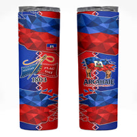 Haiti Flag Day Arcahaie 1803 Skinny Tumbler Geometric Low Poly Flag Art - Birthplace Of Liberty Graphic