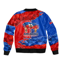 Haiti Flag Day Arcahaie 1803 Sleeve Zip Bomber Jacket Geometric Low Poly Flag Art - Birthplace Of Liberty Graphic
