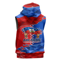 Haiti Flag Day Arcahaie 1803 Sleeveless Hoodie Geometric Low Poly Flag Art - Birthplace Of Liberty Graphic