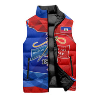 Haiti Flag Day Arcahaie 1803 Sleeveless Puffer Jacket Geometric Low Poly Flag Art - Birthplace Of Liberty Graphic