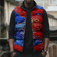Haiti Flag Day Arcahaie 1803 Sleeveless Puffer Jacket Geometric Low Poly Flag Art - Birthplace Of Liberty Graphic