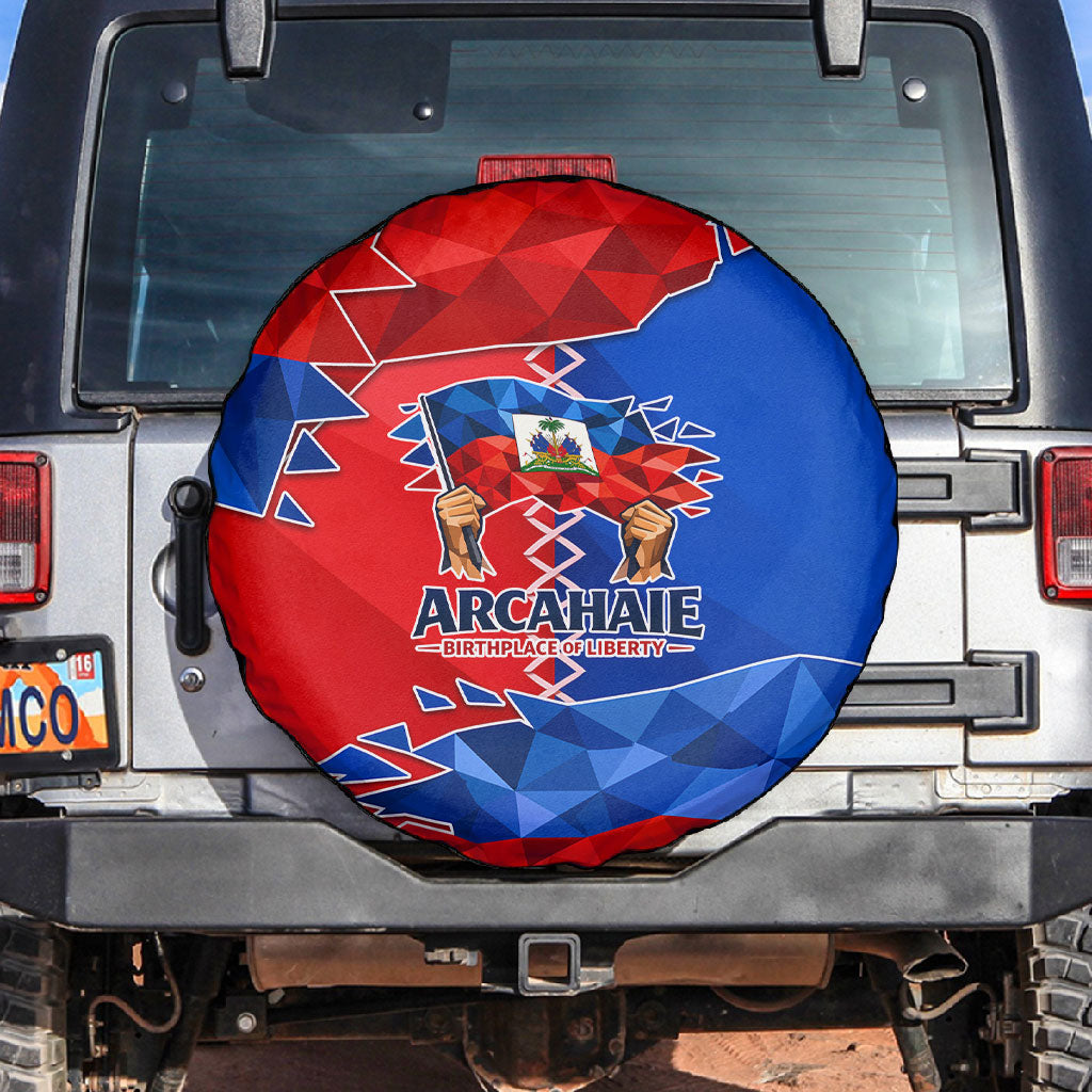 Haiti Flag Day Arcahaie 1803 Spare Tire Cover Geometric Low Poly Flag Art - Birthplace Of Liberty Graphic