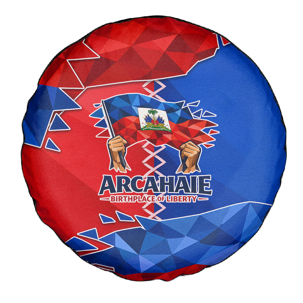 Haiti Flag Day Arcahaie 1803 Spare Tire Cover Geometric Low Poly Flag Art - Birthplace Of Liberty Graphic
