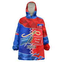 Haiti Flag Day Arcahaie 1803 Wearable Blanket Hoodie Geometric Low Poly Flag Art - Birthplace Of Liberty Graphic
