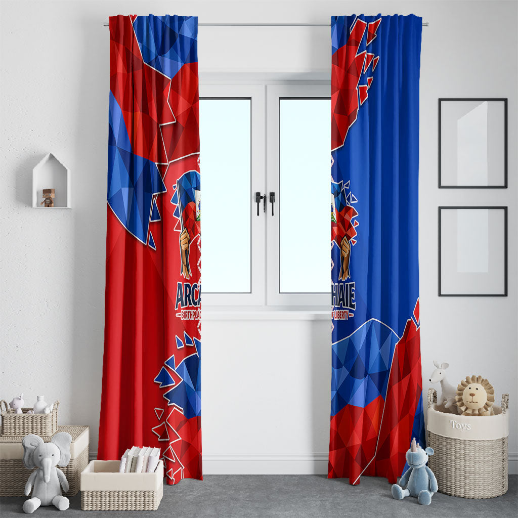 Haiti Flag Day Arcahaie 1803 Window Curtain Geometric Low Poly Flag Art - Birthplace Of Liberty Graphic