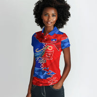 Haiti Flag Day Arcahaie 1803 Women Polo Shirt Geometric Low Poly Flag Art - Birthplace Of Liberty Graphic