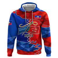 Haiti Flag Day Arcahaie 1803 Zip Hoodie Geometric Low Poly Flag Art - Birthplace Of Liberty Graphic