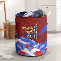 Haiti Flag Day Soul Of The Free L Union Fait La Force Laundry Basket Peace Dove And Power Fist Art With Hibiscus And Broken Chains