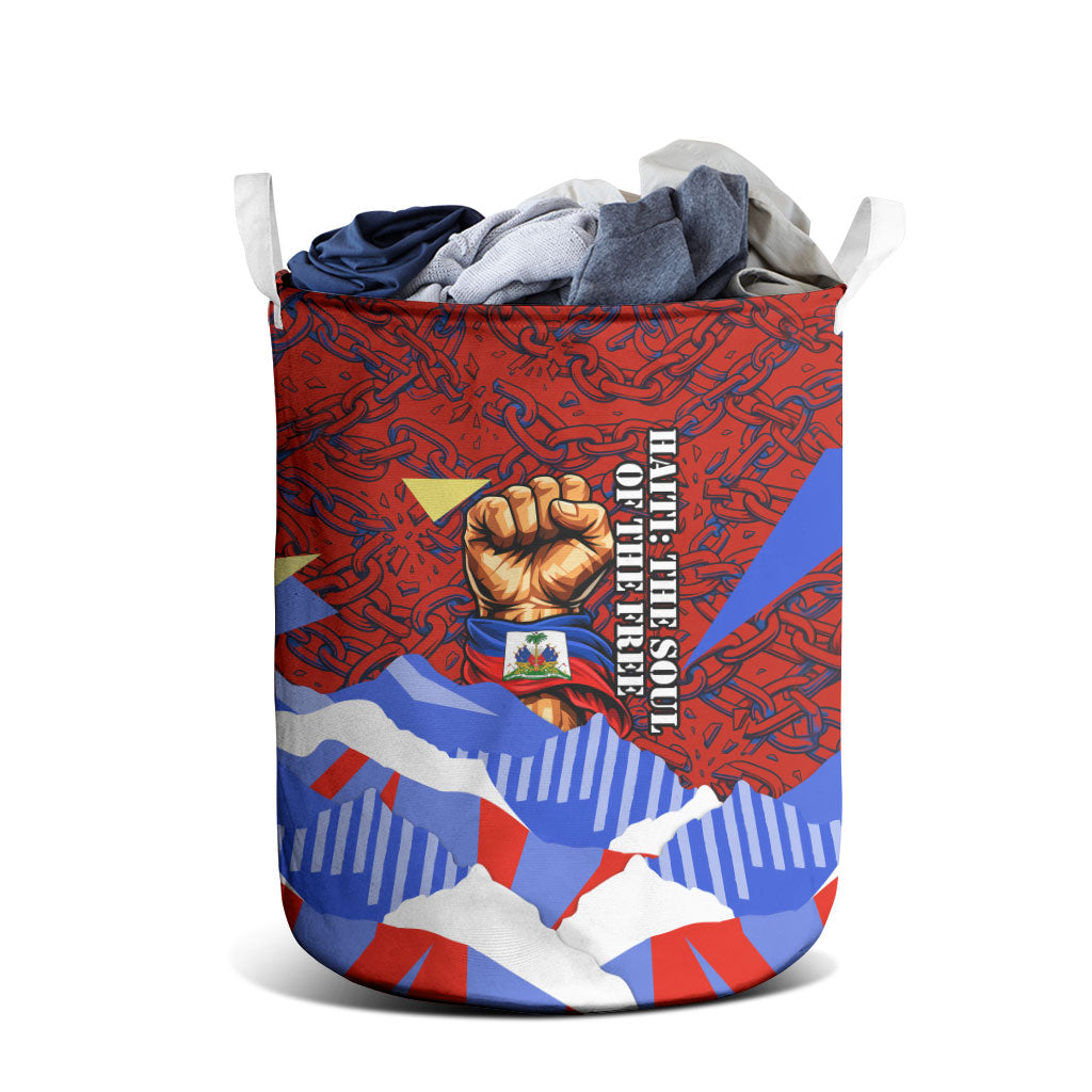 Haiti Flag Day Soul Of The Free L Union Fait La Force Laundry Basket Peace Dove And Power Fist Art With Hibiscus And Broken Chains