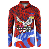 Haiti Flag Day Soul Of The Free L Union Fait La Force Button Sweatshirt Peace Dove And Power Fist Art With Hibiscus And Broken Chains