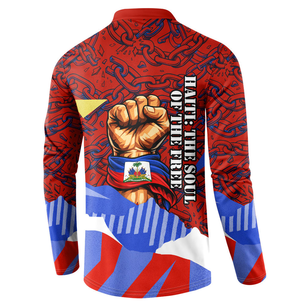 Haiti Flag Day Soul Of The Free L Union Fait La Force Button Sweatshirt Peace Dove And Power Fist Art With Hibiscus And Broken Chains
