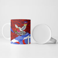 Haiti Flag Day Soul Of The Free L Union Fait La Force Ceramic Mug Peace Dove And Power Fist Art With Hibiscus And Broken Chains