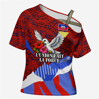 Haiti Flag Day Soul Of The Free L Union Fait La Force Cross Shoulder Shirt Peace Dove And Power Fist Art With Hibiscus And Broken Chains