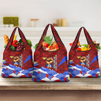 Haiti Flag Day Soul Of The Free L Union Fait La Force Grocery Bag Peace Dove And Power Fist Art With Hibiscus And Broken Chains