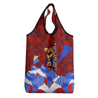 Haiti Flag Day Soul Of The Free L Union Fait La Force Grocery Bag Peace Dove And Power Fist Art With Hibiscus And Broken Chains