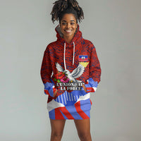 Haiti Flag Day Soul Of The Free L Union Fait La Force Hoodie Dress Peace Dove And Power Fist Art With Hibiscus And Broken Chains