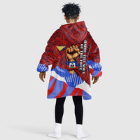 Haiti Flag Day Soul Of The Free L Union Fait La Force Kid Wearable Blanket Hoodie Peace Dove And Power Fist Art With Hibiscus And Broken Chains