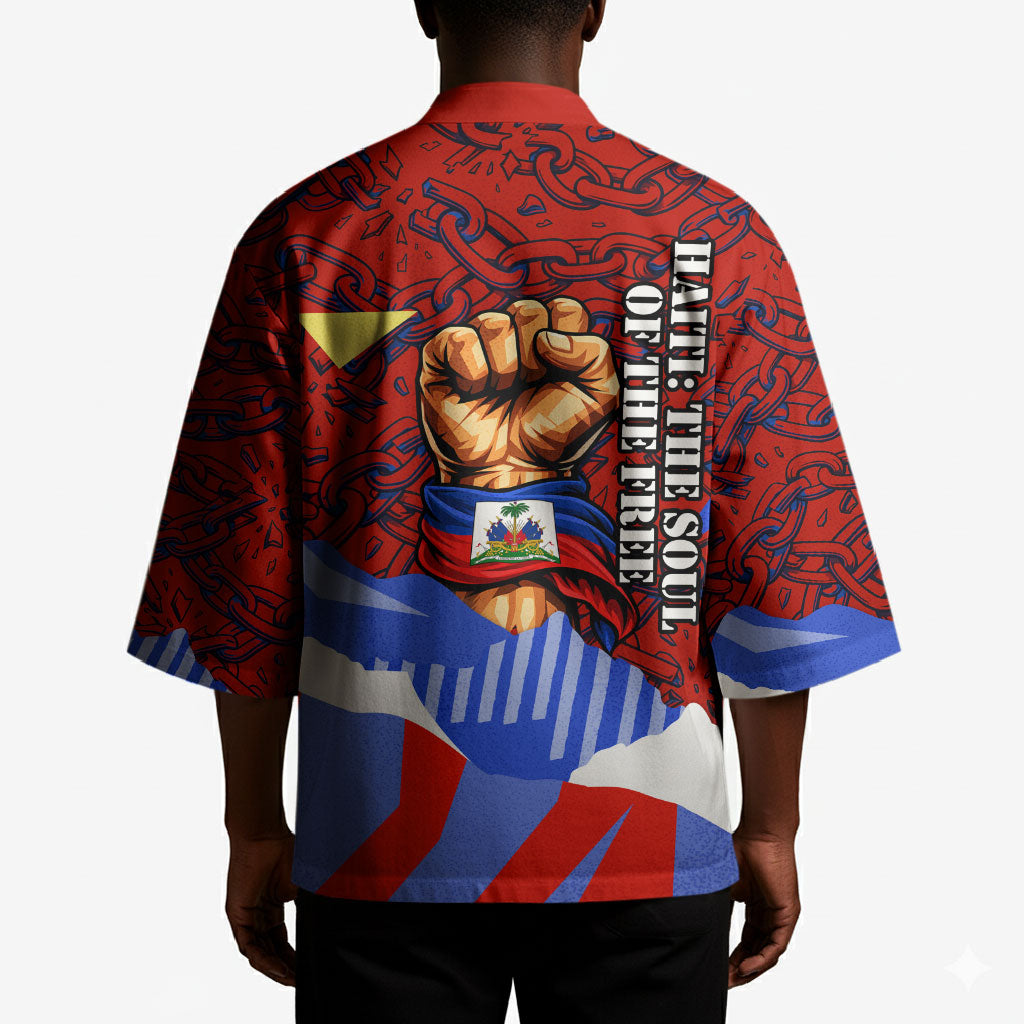 Haiti Flag Day Soul Of The Free L Union Fait La Force Kimono Peace Dove And Power Fist Art With Hibiscus And Broken Chains