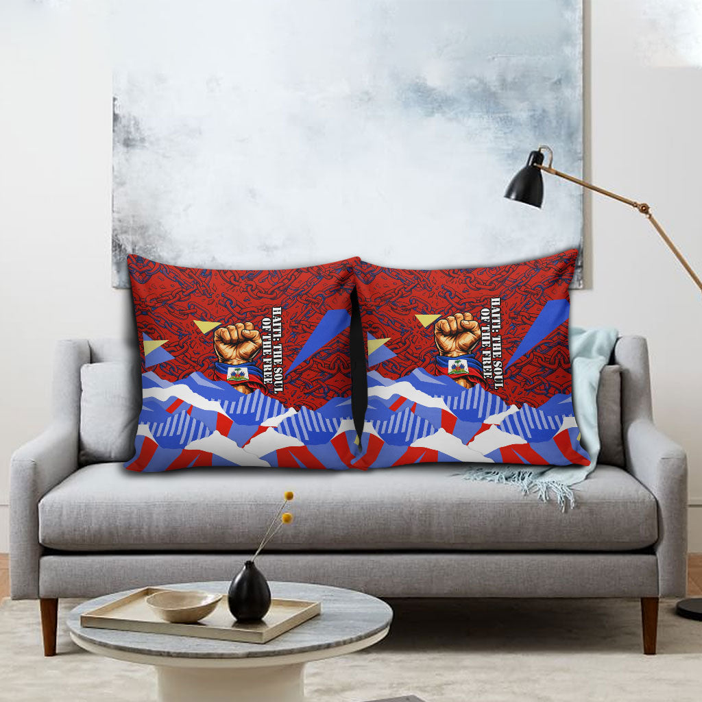 Haiti Flag Day Soul Of The Free L Union Fait La Force Pillow Cover Peace Dove And Power Fist Art With Hibiscus And Broken Chains
