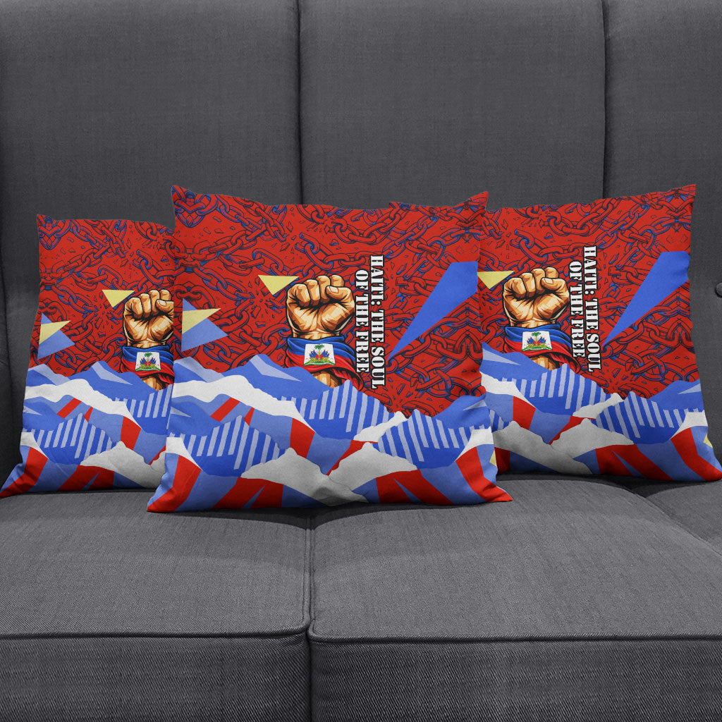 Haiti Flag Day Soul Of The Free L Union Fait La Force Pillow Cover Peace Dove And Power Fist Art With Hibiscus And Broken Chains