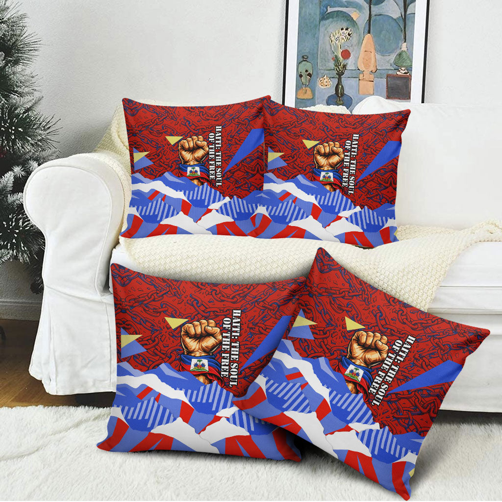 Haiti Flag Day Soul Of The Free L Union Fait La Force Pillow Cover Peace Dove And Power Fist Art With Hibiscus And Broken Chains