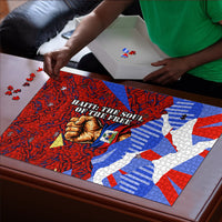 Haiti Flag Day Soul Of The Free L Union Fait La Force Puzzle Peace Dove And Power Fist Art With Hibiscus And Broken Chains