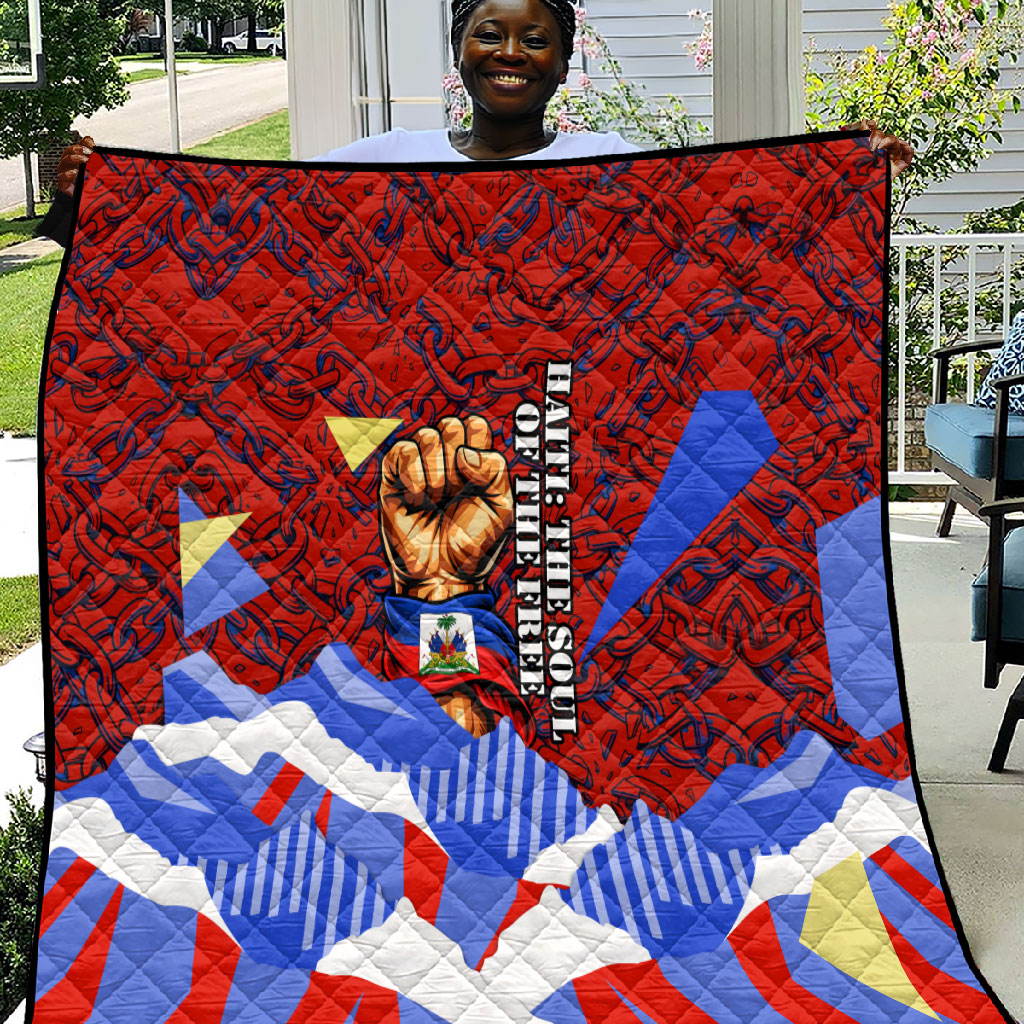 Haiti Flag Day Soul Of The Free L Union Fait La Force Quilt Peace Dove And Power Fist Art With Hibiscus And Broken Chains