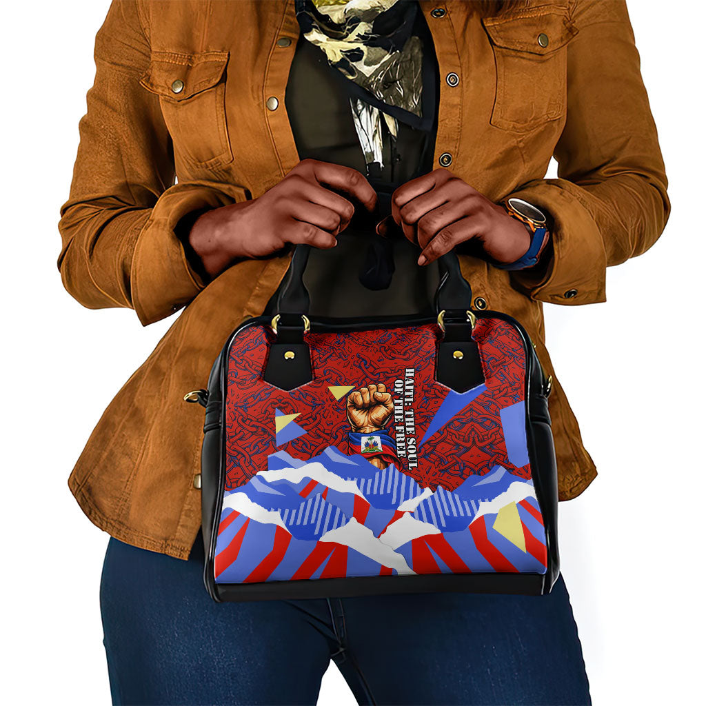 Haiti Flag Day Soul Of The Free L Union Fait La Force Shoulder Handbag Peace Dove And Power Fist Art With Hibiscus And Broken Chains