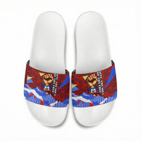 Haiti Flag Day Soul Of The Free L Union Fait La Force Slide Sandals Peace Dove And Power Fist Art With Hibiscus And Broken Chains