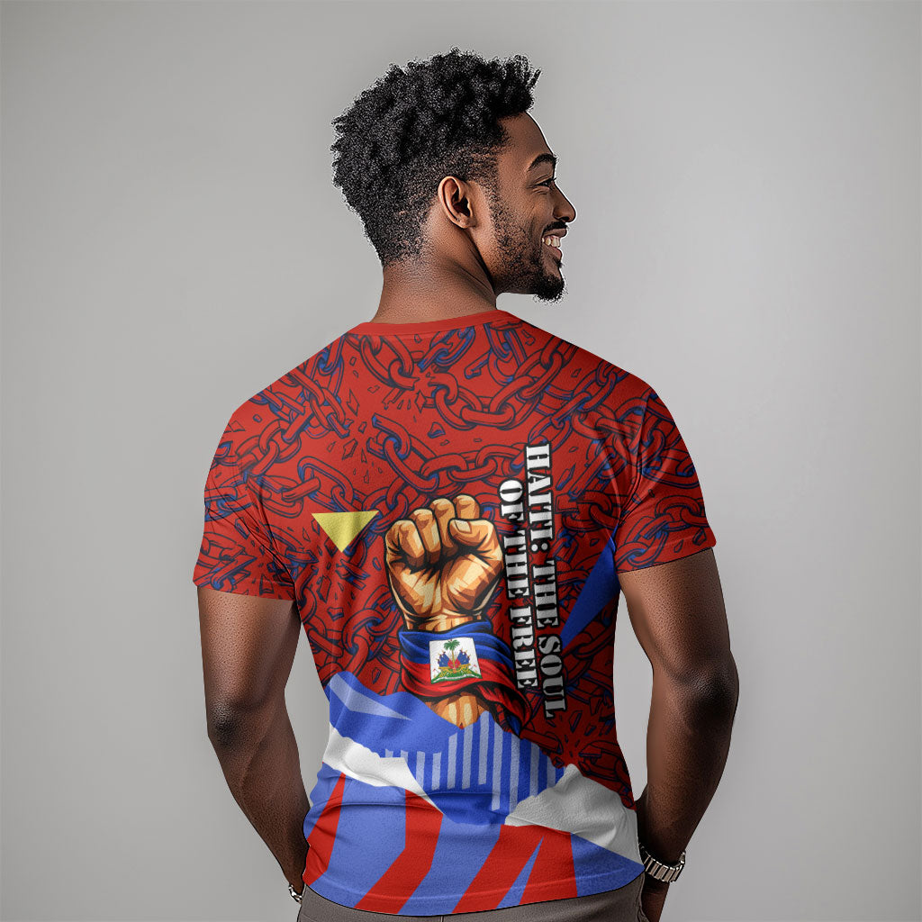 Haiti Flag Day Soul Of The Free L Union Fait La Force T shirt Peace Dove And Power Fist Art With Hibiscus And Broken Chains