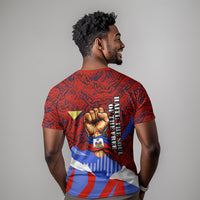 Haiti Flag Day Soul Of The Free L Union Fait La Force T shirt Peace Dove And Power Fist Art With Hibiscus And Broken Chains