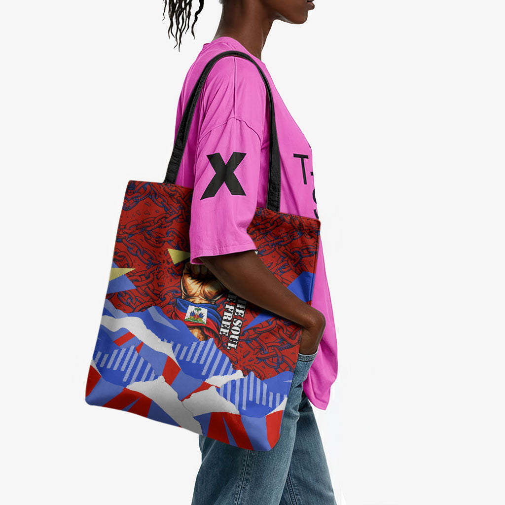 Haiti Flag Day Soul Of The Free L Union Fait La Force Tote Bag Peace Dove And Power Fist Art With Hibiscus And Broken Chains
