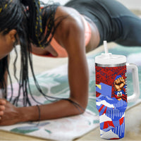 Haiti Flag Day Soul Of The Free L Union Fait La Force Tumbler With Handle Peace Dove And Power Fist Art With Hibiscus And Broken Chains