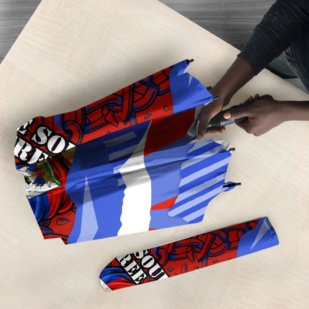 Haiti Flag Day Soul Of The Free L Union Fait La Force Umbrella Peace Dove And Power Fist Art With Hibiscus And Broken Chains