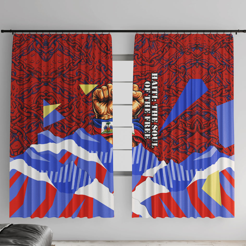 Haiti Flag Day Soul Of The Free L Union Fait La Force Window Curtain Peace Dove And Power Fist Art With Hibiscus And Broken Chains