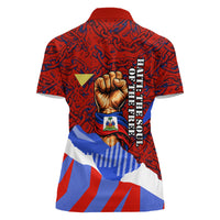 Haiti Flag Day Soul Of The Free L Union Fait La Force Women Polo Shirt Peace Dove And Power Fist Art With Hibiscus And Broken Chains