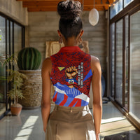Haiti Flag Day Soul Of The Free L Union Fait La Force Women Sleeveless Polo Shirt Peace Dove And Power Fist Art With Hibiscus And Broken Chains