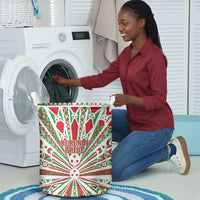 Burundi Pride Beat Of 1962 Independence Day Laundry Basket Traditional Karyenda Drummer Art With Flag Sunburst Design