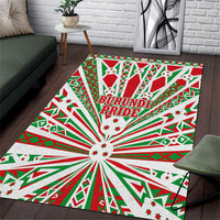 Burundi Pride Beat Of 1962 Independence Day Area Rug Traditional Karyenda Drummer Art With Flag Sunburst Design