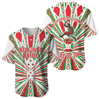 Burundi Pride Beat Of 1962 Independence Day Baseball Jersey Traditional Karyenda Drummer Art With Flag Sunburst Design