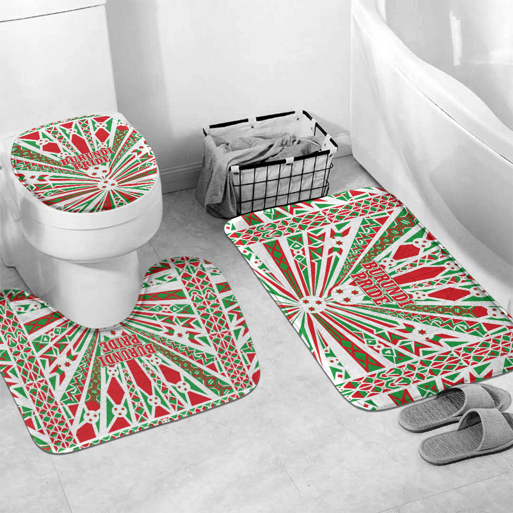Burundi Pride Beat Of 1962 Independence Day Bathroom Set Traditional Karyenda Drummer Art With Flag Sunburst Design