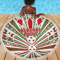 Burundi Pride Beat Of 1962 Independence Day Beach Blanket Traditional Karyenda Drummer Art With Flag Sunburst Design
