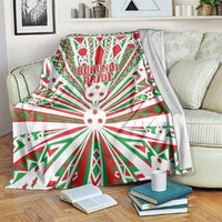 Burundi Pride Beat Of 1962 Independence Day Blanket Traditional Karyenda Drummer Art With Flag Sunburst Design