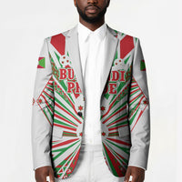Burundi Pride Beat Of 1962 Independence Day Blazer Traditional Karyenda Drummer Art With Flag Sunburst Design