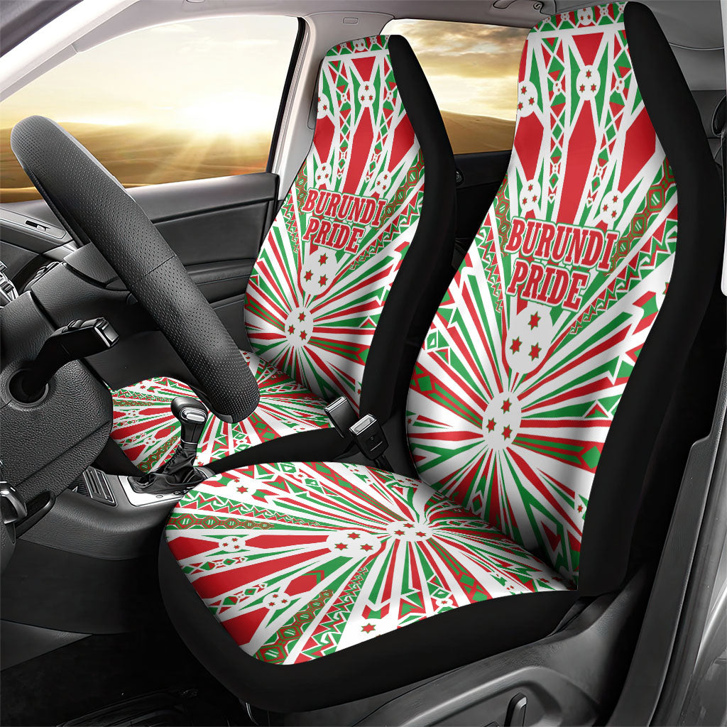 Burundi Pride Beat Of 1962 Independence Day Car Seat Cover Traditional Karyenda Drummer Art With Flag Sunburst Design