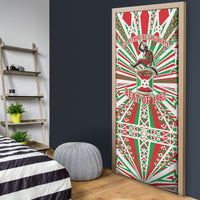 Burundi Pride Beat Of 1962 Independence Day Door Cover Traditional Karyenda Drummer Art With Flag Sunburst Design